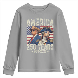 America Semiquincentennial George Washington and Trump Youth Sweatshirt 250 Years 1776-2026 Patriotic Founding Fathers Legacy TS02 Sport Gray Print Your Wear