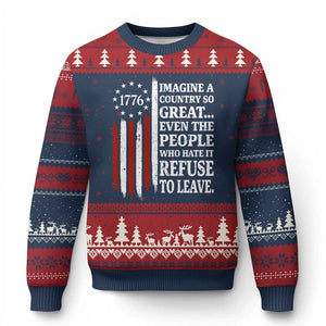 Vintage 1776 Betsy Ross Flag Imagine A Country So Great Ugly Christmas Sweater Retro Patriotic American Heritage TS02 Navy Red Print Your Wear