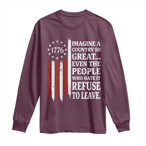 Vintage 1776 Betsy Ross Flag Imagine A Country So Great Long Sleeve Shirt Retro Patriotic American Heritage TS02 Maroon Print Your Wear