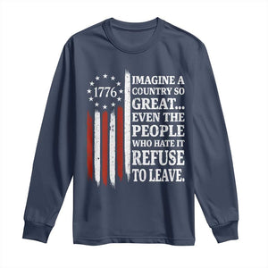 Vintage 1776 Betsy Ross Flag Imagine A Country So Great Long Sleeve Shirt Retro Patriotic American Heritage TS02 Navy Print Your Wear