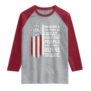 Vintage 1776 Betsy Ross Flag Imagine A Country So Great Raglan Shirt Retro Patriotic American Heritage TS02 Heather Gray Heather Red Print Your Wear