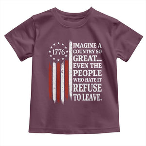 Vintage 1776 Betsy Ross Flag Imagine A Country So Great Toddler T Shirt Retro Patriotic American Heritage TS02 Maroon Print Your Wear
