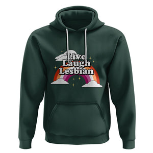 Live Laugh Lesbian Pride Hoodie LGBTQ Pride Flag Rainbow TS02 Dark Forest Green Printyourwear