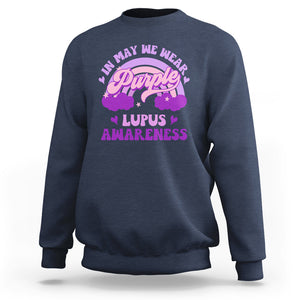 Lupus Awareness Sweatshirt In May We Wear Purple Lupus Awareness Purple Ribbon Awareness TS02 Navy Printyourwear