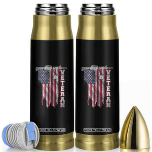 American Veteran Bullet Tumbler US Flag With Rifle And Dog Tags TS02 Black Print Your Wear