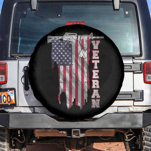 American Veteran Spare Tire Cover US Flag With Rifle And Dog Tags TS02 No hole Black Print Your Wear