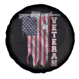 American Veteran Spare Tire Cover US Flag With Rifle And Dog Tags TS02 Print Your Wear