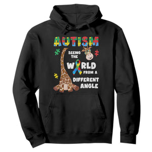 Autism Giraffe Hoodie Seeing The World From A Different Angle Puzzle Pieces TS02 Black Printyourwear