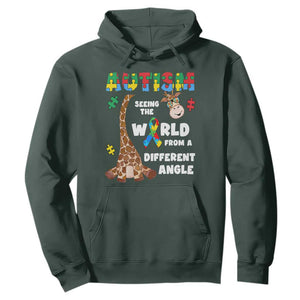 Autism Giraffe Hoodie Seeing The World From A Different Angle Puzzle Pieces TS02 Dark Forest Green Printyourwear