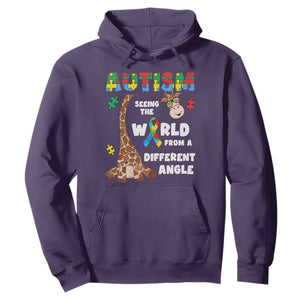 Autism Giraffe Hoodie Seeing The World From A Different Angle Puzzle Pieces TS02 Purple Printyourwear