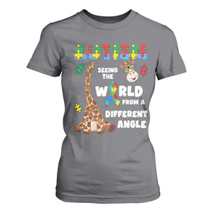 Autism Giraffe T Shirt For Women Seeing The World From A Different Angle Puzzle Pieces TS02 Charcoal Printyourwear