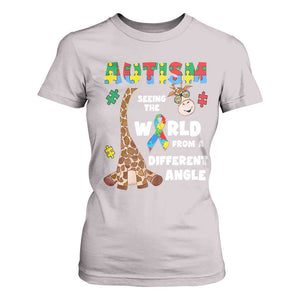 Autism Giraffe T Shirt For Women Seeing The World From A Different Angle Puzzle Pieces TS02 Ice Gray Printyourwear