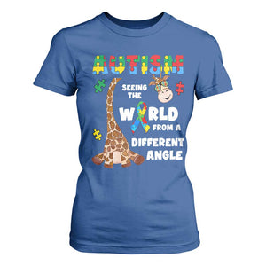 Autism Giraffe T Shirt For Women Seeing The World From A Different Angle Puzzle Pieces TS02 Royal Blue Printyourwear