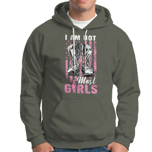 Female Veteran Hoodie I Am Not Most Girls American Flag Combat Boots And Dog Tags TS02 Printyourwear