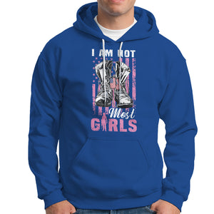 Female Veteran Hoodie I Am Not Most Girls American Flag Combat Boots And Dog Tags TS02 Printyourwear