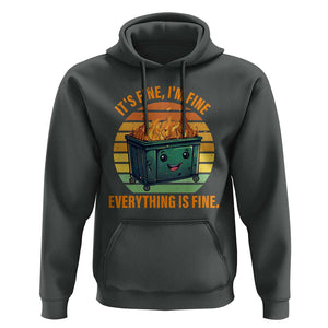 Dumpster Fire Hoodie It's Fine I'm Fine Everything Is Fine Retro Vintage TS02 Dark Heather Print Your Wear