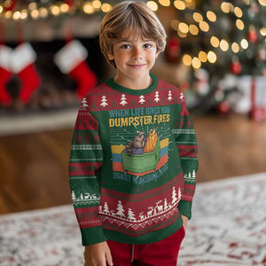 Funny Dumpster Fire Raccoon Ugly Christmas Sweater When Life Gives You Dumpster Fires Roast Marshmallows Retro Vintage TS02 Christmas Print Your Wear