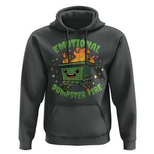 Emotional Dumpster Fire Hoodie Funny Mental Health Retro Groovy TS02 Dark Heather Print Your Wear