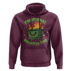 Emotional Dumpster Fire Hoodie Funny Mental Health Retro Groovy TS02 Maroon Print Your Wear