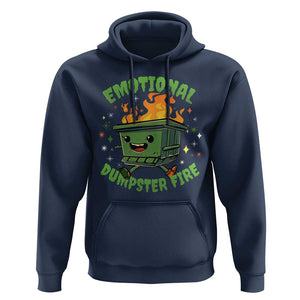 Emotional Dumpster Fire Hoodie Funny Mental Health Retro Groovy TS02 Navy Print Your Wear