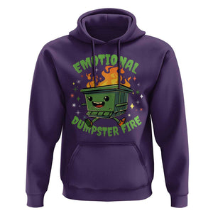 Emotional Dumpster Fire Hoodie Funny Mental Health Retro Groovy TS02 Purple Print Your Wear
