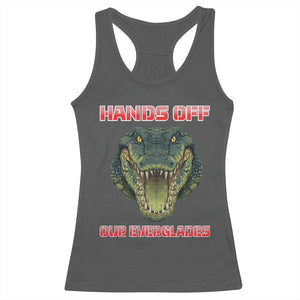 Hands Off Our Everglades Racerback Tank Top Fierce Alligator Protest TS02 Dark Heather Print Your Wear