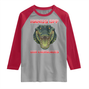 Hands Off Our Everglades Raglan Shirt Fierce Alligator Protest TS02 Sport Gray Red Print Your Wear