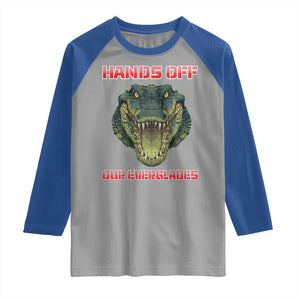 Hands Off Our Everglades Raglan Shirt Fierce Alligator Protest TS02 Sport Gray Royal Print Your Wear