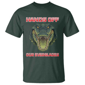 Hands Off Our Everglades T Shirt Fierce Alligator Protest TS02 Dark Forest Green Print Your Wear