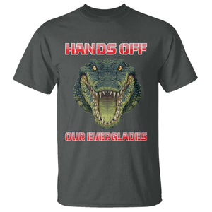 Hands Off Our Everglades T Shirt Fierce Alligator Protest TS02 Dark Heather Print Your Wear