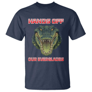 Hands Off Our Everglades T Shirt Fierce Alligator Protest TS02 Navy Print Your Wear