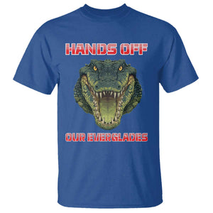 Hands Off Our Everglades T Shirt Fierce Alligator Protest TS02 Royal Blue Print Your Wear