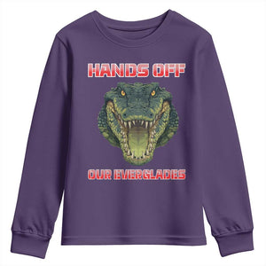 Hands Off Our Everglades Youth Sweatshirt Fierce Alligator Protest TS02 Purple Print Your Wear