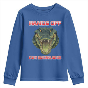 Hands Off Our Everglades Youth Sweatshirt Fierce Alligator Protest TS02 Royal Blue Print Your Wear