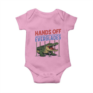 Hands Off Everglades Baby Onesie Alligator Protest TS02 Light Pink Print Your Wear