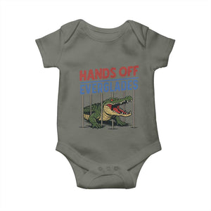 Hands Off Everglades Baby Onesie Alligator Protest TS02 Military Green Print Your Wear