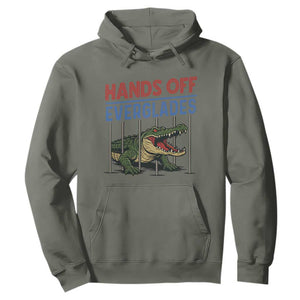 Hands Off Everglades Hoodie Alligator Protest TS02 Military Green Print Your Wear