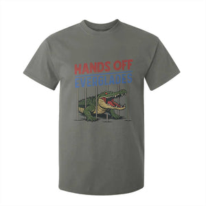 Hands Off Everglades T Shirt For Kid Alligator Protest TS02 Military Green Print Your Wear