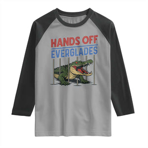 Hands Off Everglades Raglan Shirt Alligator Protest TS02 Sport Gray Black Print Your Wear
