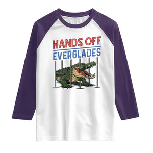 Hands Off Everglades Raglan Shirt Alligator Protest TS02 White Purple Print Your Wear
