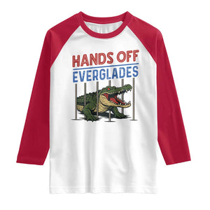 Hands Off Everglades Raglan Shirt Alligator Protest TS02 White Red Print Your Wear