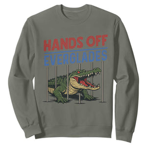 Hands Off Everglades Sweatshirt Alligator Protest TS02 Military Green Print Your Wear