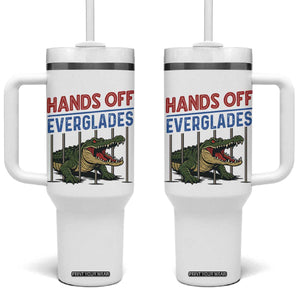 Hands Off Everglades Tumbler With Handle Alligator Protest TS02 One Size: 40 oz White Print Your Wear