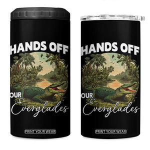 Hands Off Our Everglades 4 in 1 Can Cooler Tumbler Vintage Alligator Swamp TS02 One Size: 16 oz Black Print Your Wear