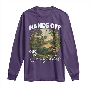 Hands Off Our Everglades Long Sleeve Shirt Vintage Alligator Swamp TS02 Purple Print Your Wear