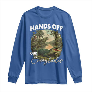 Hands Off Our Everglades Long Sleeve Shirt Vintage Alligator Swamp TS02 Royal Blue Print Your Wear