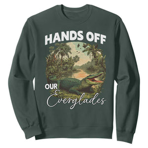 Hands Off Our Everglades Sweatshirt Vintage Alligator Swamp TS02 Dark Forest Green Print Your Wear