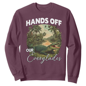 Hands Off Our Everglades Sweatshirt Vintage Alligator Swamp TS02 Maroon Print Your Wear