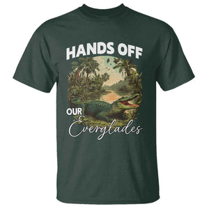 Hands Off Our Everglades T Shirt Vintage Alligator Swamp TS02 Dark Forest Green Print Your Wear