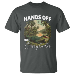 Hands Off Our Everglades T Shirt Vintage Alligator Swamp TS02 Dark Heather Print Your Wear